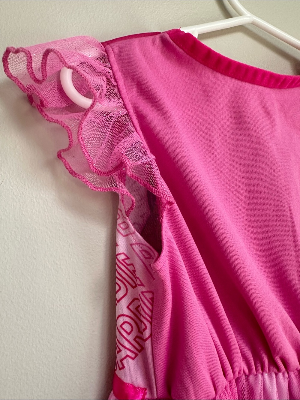 Barbie Pink Sparkly Pajama Nightgown Dress Girls 4T Flutter Sleeve - Picture 10 of 12